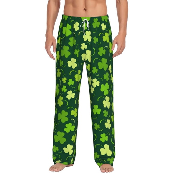 Vsdgher Happy St. Patrick's day Print Mens Pajama Pants Sleep & Lounge Pants, PJ Bottoms With elastic waistb and Pockets