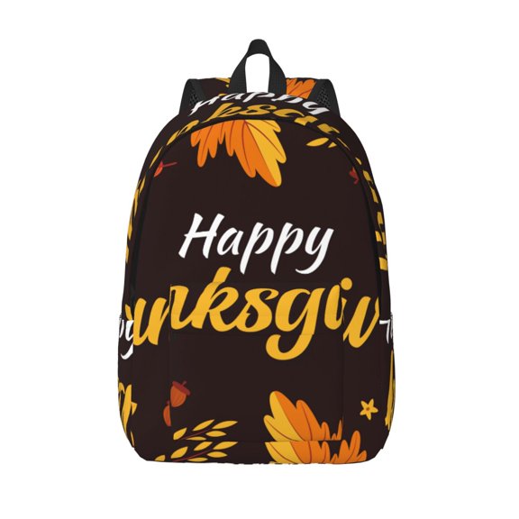 Vsdgher Happy Thanksgiving 1 Print Canvas Backpack Travel Rucksack Unisex Knapsack 15.7/17.7Inch Laptop Backpack for Work,College -Medium