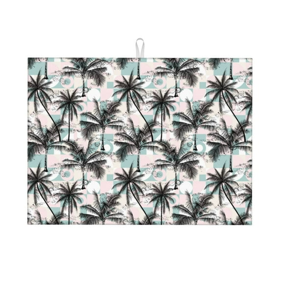 Vsdgher Hawaii Palms Dish Drying Mat Super Absorbent Drying Mat Large Dish Drying Mats for Kitchen Counter Kitchen Drying Mat 24" x 18"