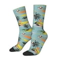 thumbnail image 1 of Vsdgher Hawaiian Style Crew Socks for Men & Women, Breathable Casual Athletic Ankle Socks, 1 of 6