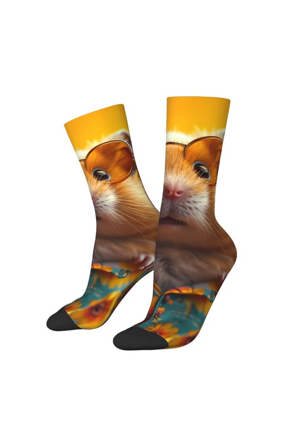 Hawaiian Style Guinea Pig Crew Socks for Men & Women, Breathable Casual Athletic Ankle Socks