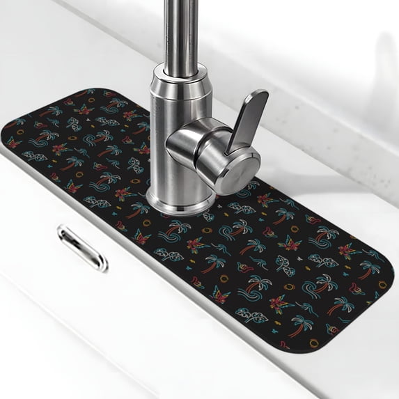 Vsdgher Hawaiian Style Kitchen Sink Splash Guard Faucet Mat -1 PC Super Absorbent Fast Drying Mat Sink Gadgets-Splash, Bathroom,Sink Mat,(15" X 5.5" )