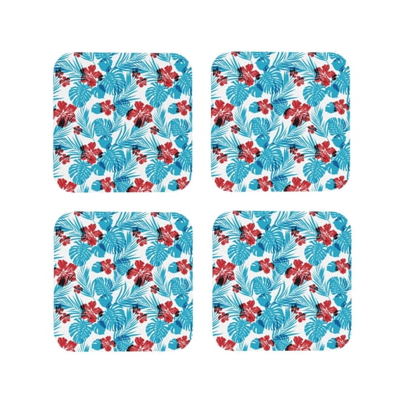 Vsdgher Hawaiian Style Leather Coasters for Drinks, Durable Drink Coasters 4 Set for Tabletop Protection, Luxurious Home Décor and Housewarming Gift ( {designName})Square