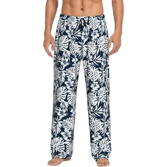 Vsdgher Hawaiian Style Print Mens Pajama Pants Sleep & Lounge Pants, PJ Bottoms With elastic waistb and Pockets