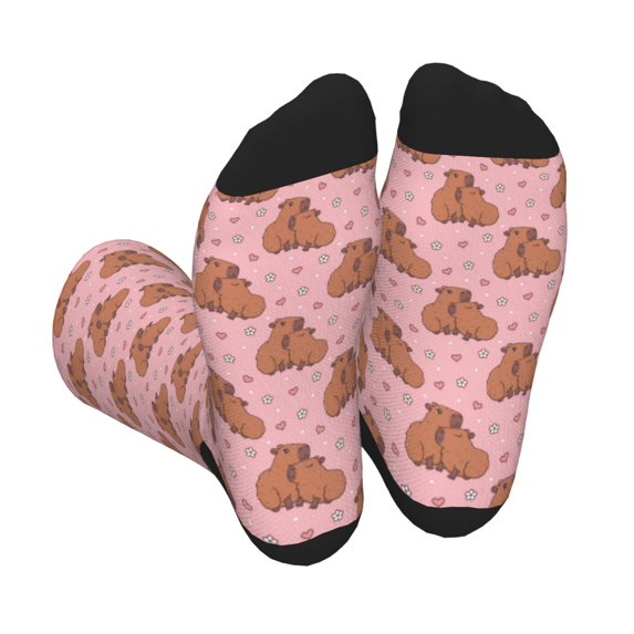 Vsdgher Heart Capybara Unisex Crew Socks Lightweight Breathable Ventilation Ankle Socks, Mid-calf socks for Daily