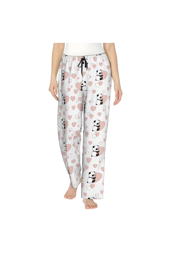 Heart Panda Women’s Womens Pajama Pants, Lounge Wide Leg PantsLounge Pants,Sleep Bottoms, Lounge for Women-Small
