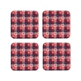 thumbnail image 1 of Vsdgher Heart Plaid Leather Coasters for Drinks, Durable Drink Coasters 4 Set for Tabletop Protection, Luxurious Home Décor and Housewarming Gift ( {designName})Square, 1 of 6