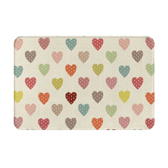 Vsdgher Heart Polka Dot print Flannel Anti-Slip Floor Mat Comfort Mat Floor Carpet for Decor, Non-Slip, Home, Office, Laundry, Durable