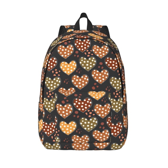 Vsdgher Heart Print Canvas Backpack Travel Rucksack Unisex Knapsack 15.7/17.7Inch Laptop Backpack for Work,College -Small