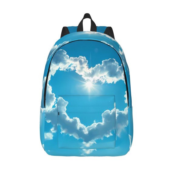 Vsdgher Heart Shaped Cloud Print Canvas Backpack Travel Rucksack Unisex Knapsack 15.7/17.7Inch Laptop Backpack for Work,College -Small