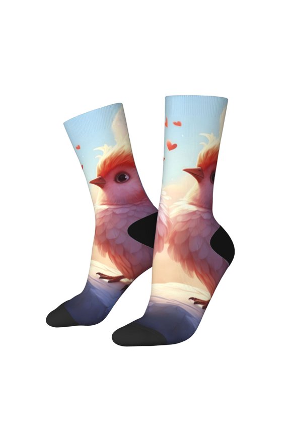 Heart Sky Bird Couple Crew Socks for Men & Women, Breathable Casual Athletic Ankle Socks