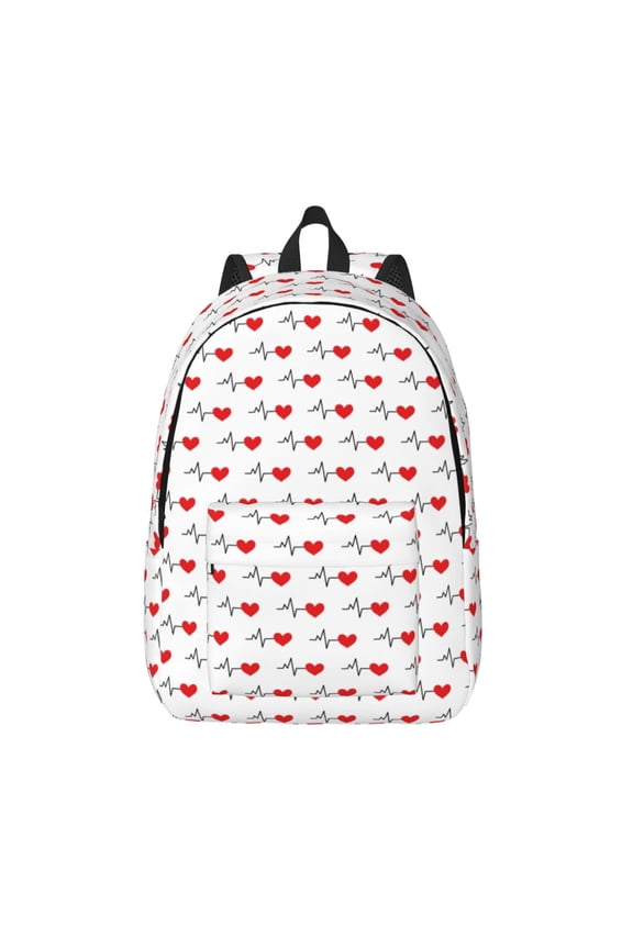 Heartbeat Symbol Print Canvas Backpack Travel Rucksack Unisex Knapsack 15.7/17.7Inch Laptop Backpack for Work,College -Medium