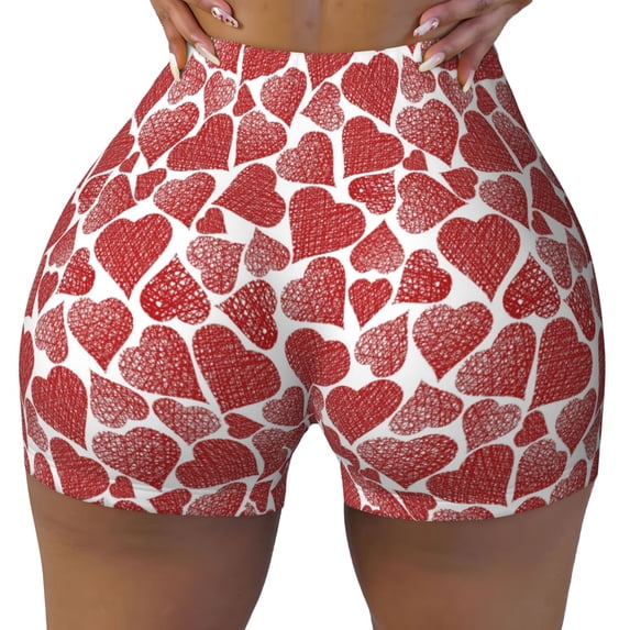 Vsdgher Hearts print Workout Shorts for Women Seamless Soft Smooth Gym Yoga Scrunch Active Exercise Fitness Shorts