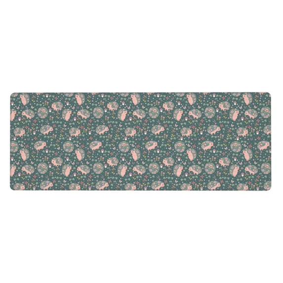 Vsdgher Hedgehogs and Flowers for Mouse Pad with Stitched Edges,Desk mat for Laptop,Computer & PC, Wristing Pad for Gamer,Office & Home,12 x 31.5 in
