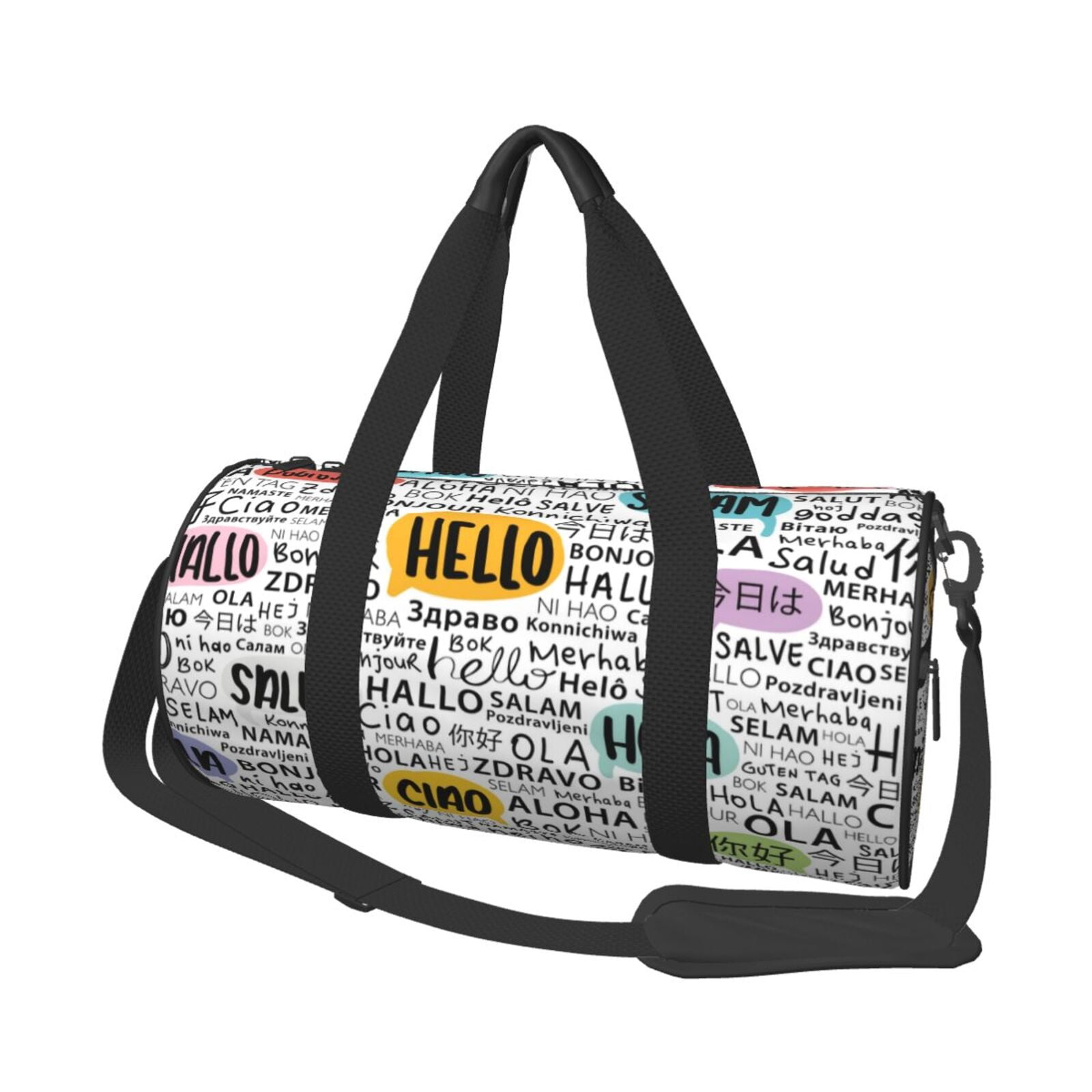 Vsdgher Hello 45L Foldable Duffel Bag, Sports Gym Bag,Overnight Bag, Portable Weekender Bag for Airplanes