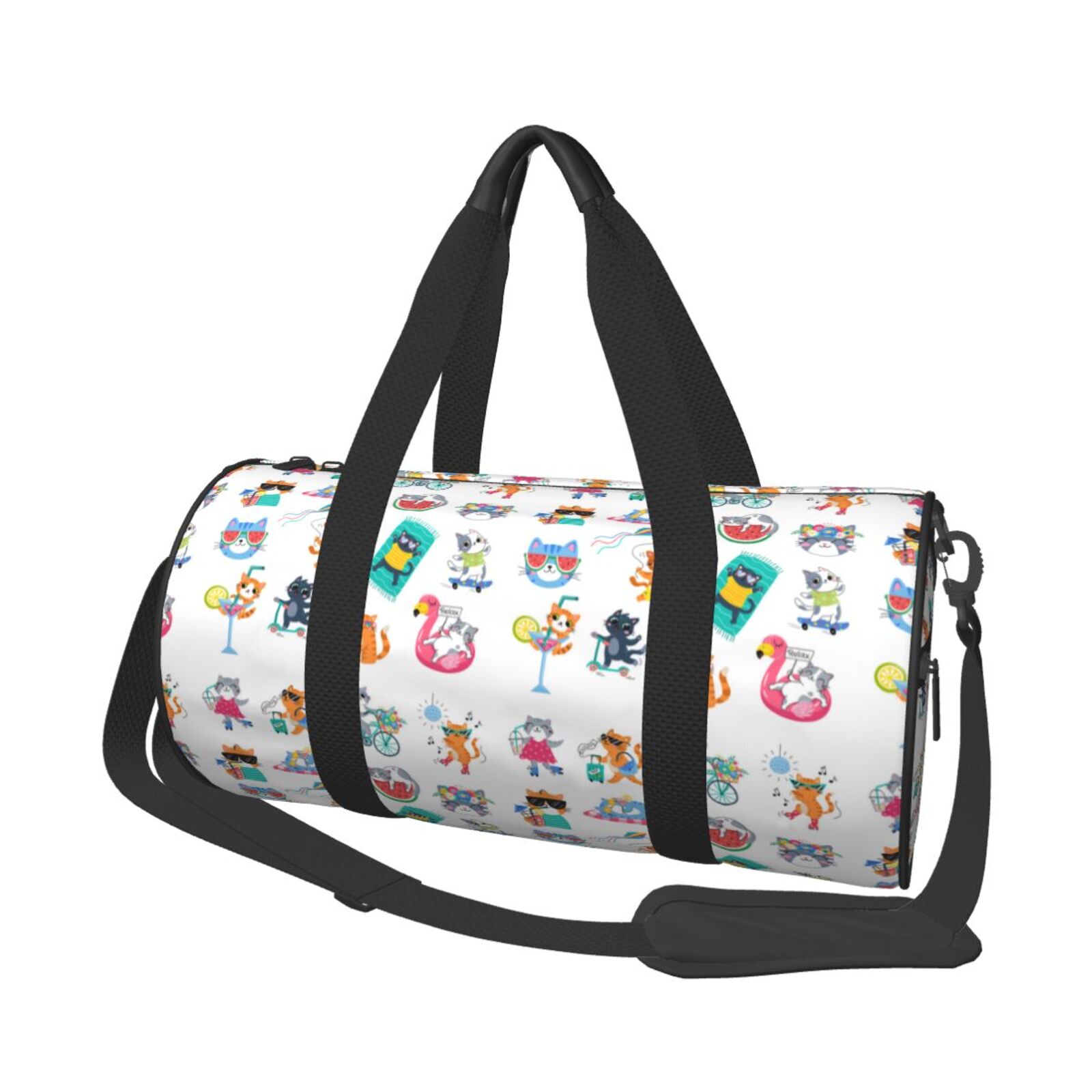 Vsdgher Hello Summer Cat 45L Foldable Duffel Bag, Sports Gym Bag,Overnight Bag, Portable Weekender Bag for Airplanes