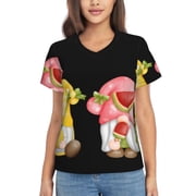 Vsdgher Hello Summer Gnome Women Shirts V Neck Short Sleeve Tops T-Shirt Basic Tees, S to 3XLSmall