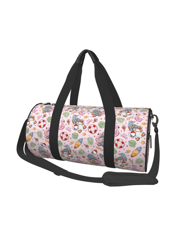 Hello Summer With Gnome 45L Foldable Duffel Bag, Sports Gym Bag,Overnight Bag, Portable Weekender Bag for Airplanes