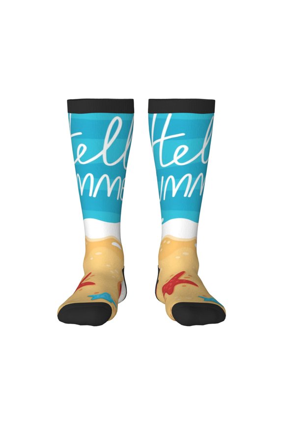 Hello Summer1 Knee Socks, High Socks Long Stretchy Sock Women Knee High Stocking, Long Socks for Women