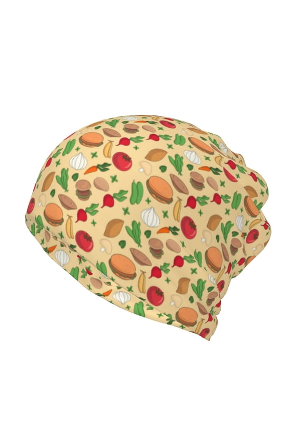 Herb Of Burger Slouchy Beanie Hat for Men/Women, Skull Cap Chemo Cap Night Sleeping Cap