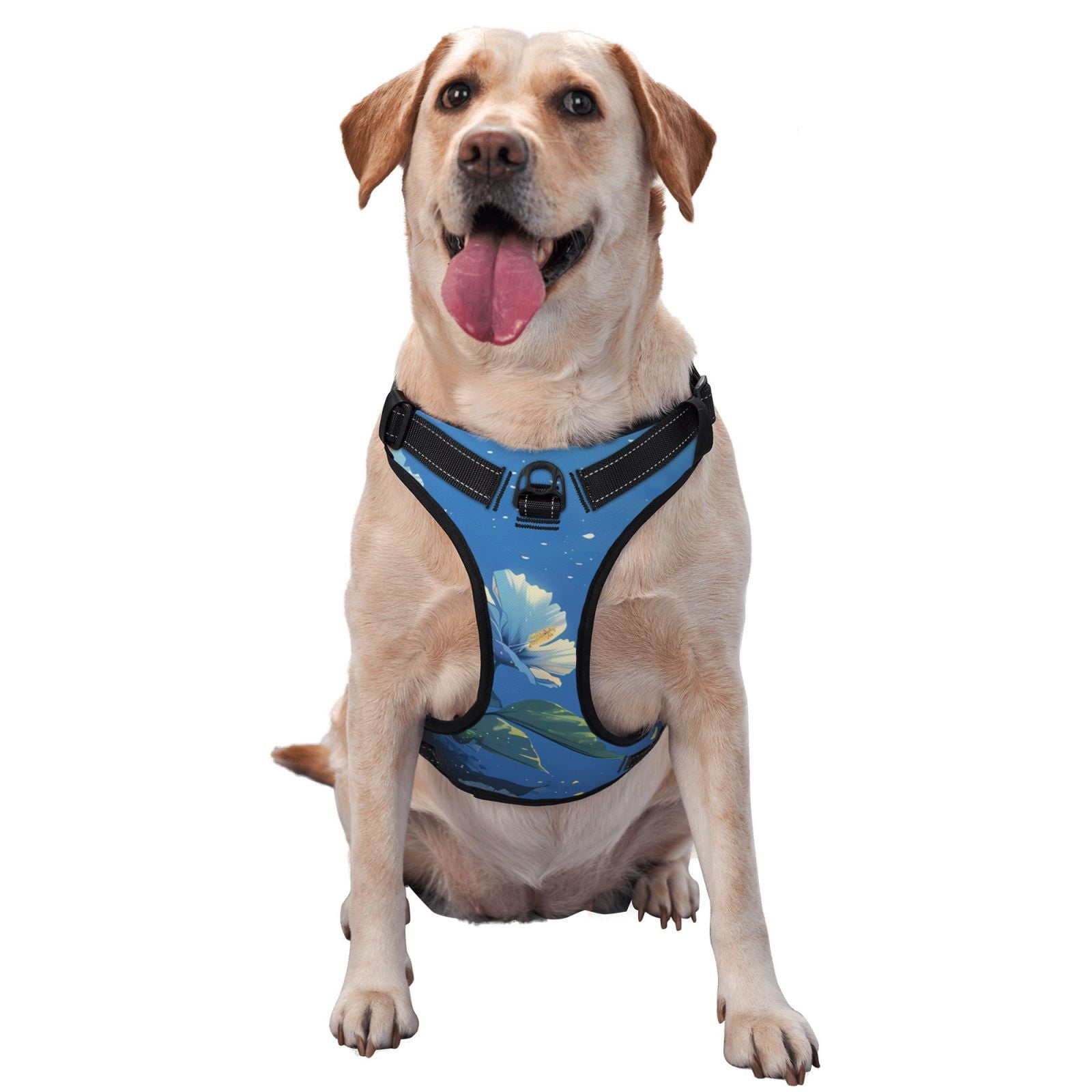 Vsdgher Hibiscus Flowers Calm Water Dog Harness, No-Pull Pet Harness, Dog Vest, Pet Vest for Small to Large Dogs-Medium