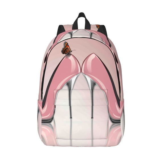 Vsdgher High Heel Shoes Butterfly Print Canvas Backpack Travel Rucksack Unisex Knapsack 15.7/17.7Inch Laptop Backpack for Work,College -Medium