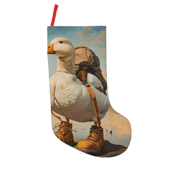 Vsdgher Hiking Duck Christmas Stockings 18 inch Large Kids Stocking Bags Hanging Socks for Christmas Decor Decorations