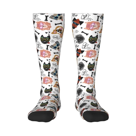Vsdgher Hip Hop Dog Print Thigh High Socks Extra Long Stretchy Sock Women Over Knee High Opaque Stocking Daily Wear