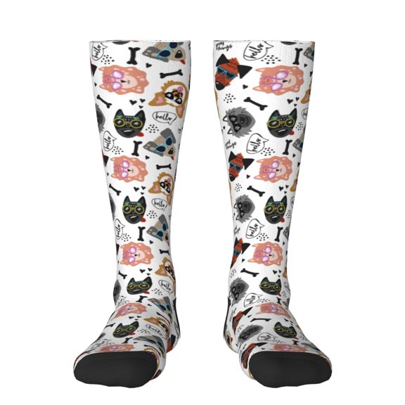 Vsdgher Hip Hop Dog Print Thigh High Socks Extra Long Stretchy Sock Women Over Knee High Opaque Stocking Daily Wear