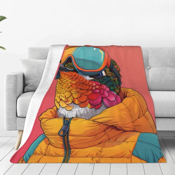Vsdgher Hip Hummingbird In Jacket Ultra-Soft Micro flannel Blanket Throw Blankets for Couch Sofa, Bed (4 sizes)-80"x60"
