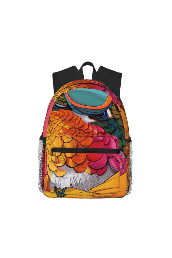 Hip Hummingbird In Jacket Unisex Large Capacity Bookbag, Schoolbag, Casual Daypack for High School, College, Teens, Travel, Work
