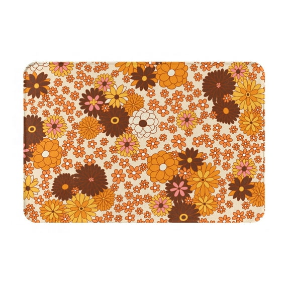 Vsdgher Hippie Ditsy Floral print Flannel Anti-Slip Floor Mat Comfort Mat Floor Carpet for Decor, Non-Slip, Home, Office, Laundry, Durable
