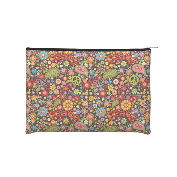 Vsdgher Hippie Peace Love DuPont paper portable toiletry bag for Women&Men Camping Outdoor Tent Home Office,Hanging Hook, Water-resistant Makeup Cosmetic Bag