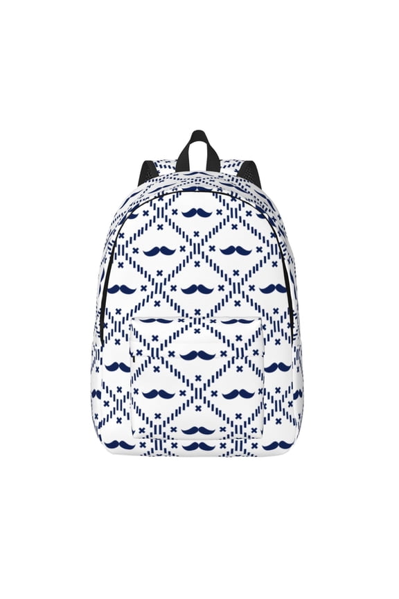 Hipster Mustache Print Canvas Backpack Travel Rucksack Unisex Knapsack 15.7/17.7Inch Laptop Backpack for Work,College -Medium