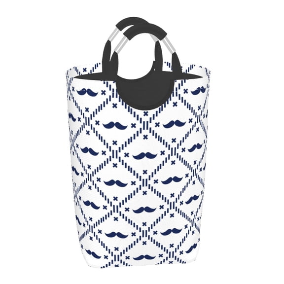 Vsdgher Hipster Mustache Print Square Laundry Bag Large Collapsible Dirty Clothes Bags With Handles Waterproof Essentials Storage For College Dorm, Family