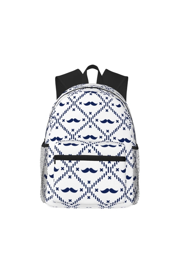 Hipster Mustache Print Unisex Large Capacity Bookbag Schoolbag Casual Daypack for High School/College/Teens/Travel/Work