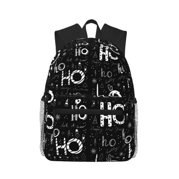 Vsdgher Ho-Ho-Ho 2 Unisex Large Capacity Bookbag, Schoolbag, Casual Daypack for High School, College, Teens, Travel, Work