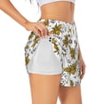 thumbnail image 1 of Vsdgher Hohey Bee Golden2 Print Women's Running Double Layer Shorts High Waisted with Pockets Elastic Yoga Workout Athletic Gym Sports, 1 of 8