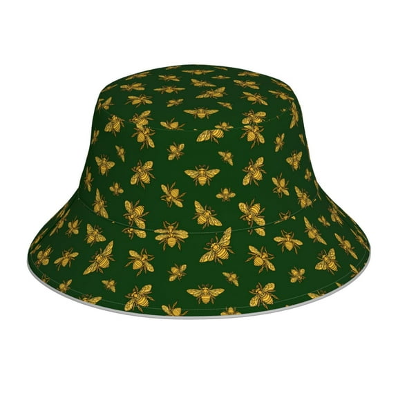 Vsdgher Hohey Bee Print Bucket Hat for Men&Women Bucket Hat Reversible Summer Double-Side-Wear Travel Gardening, Beach, Camping, Hiking, Fishing Cap