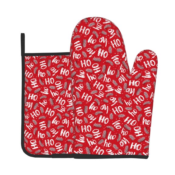 Vsdgher Hohoho3 Oven Mitts and Pot Holders 2 pcs Set,High Heat Resistant Kitchen Oven Glove for Baking and Cooking