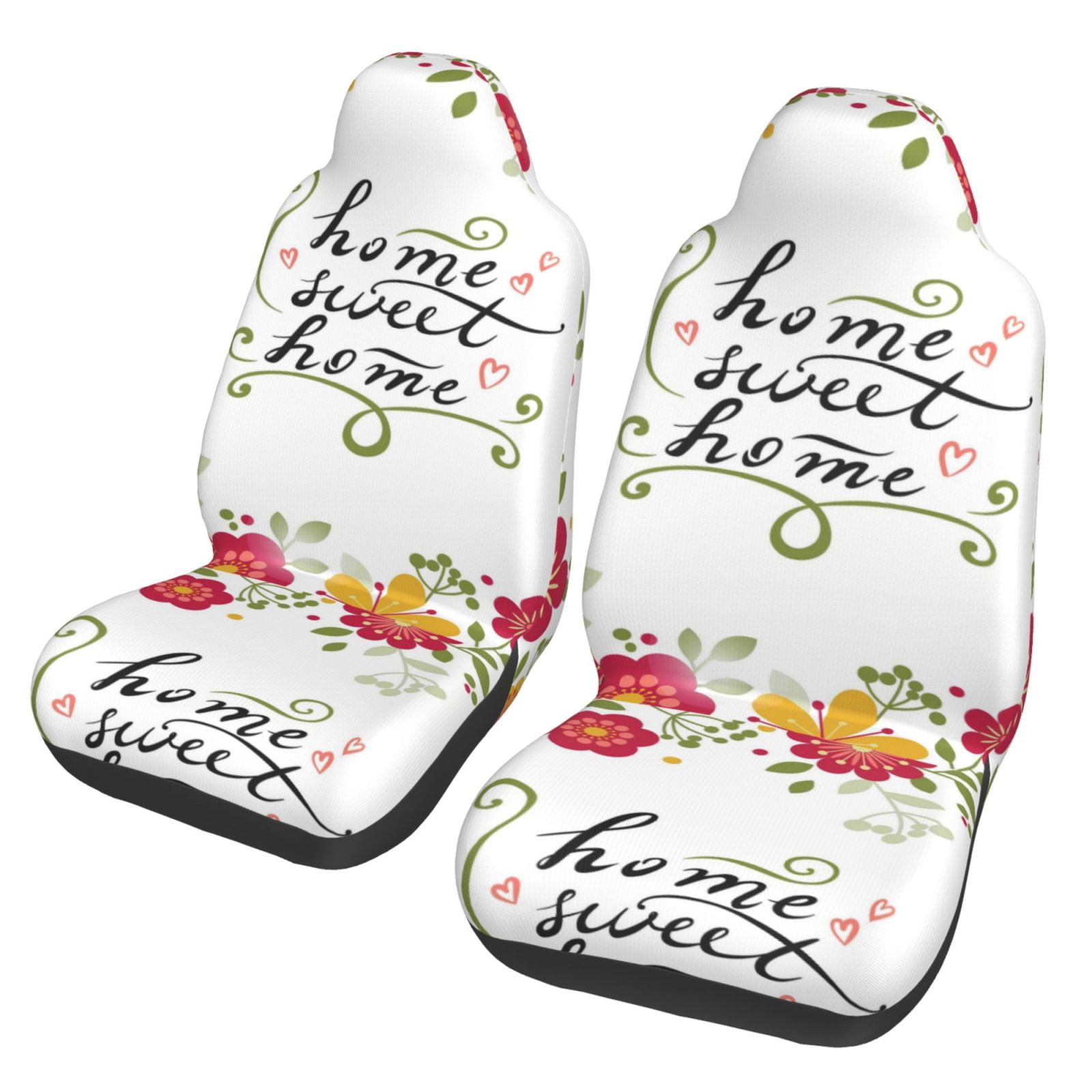 Vsdgher Home Sweet Home Floral Automotive Seat Covers for Cars Trucks