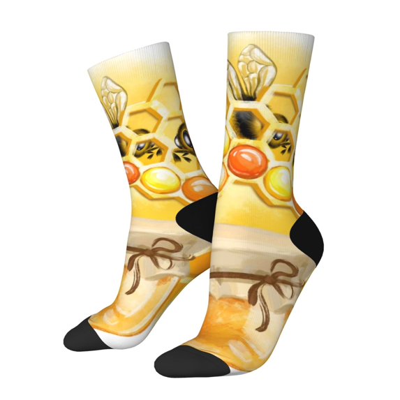 Vsdgher Honey Bee Crew Socks for Men & Women, Breathable Casual Athletic Ankle Socks