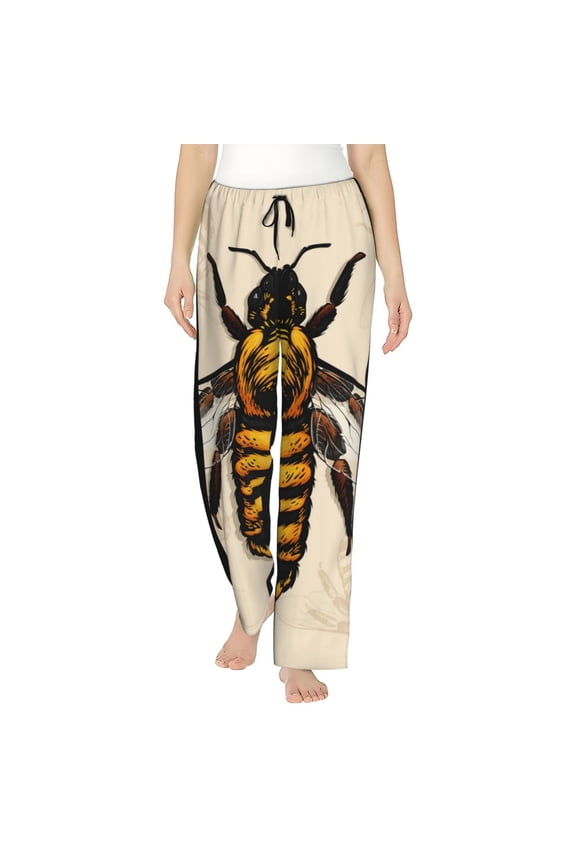 Honey Bee Women’s Womens Pajama Pants, Lounge Wide Leg PantsLounge Pants,Sleep Bottoms, Lounge for Women-Large
