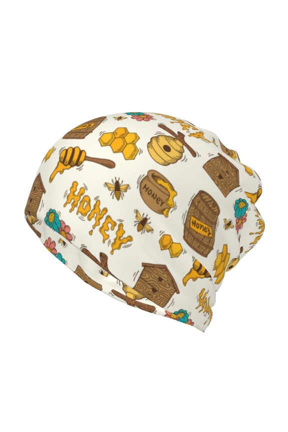 Honeycomb And Honey Slouchy Beanie Hat for Men/Women, Skull Cap Chemo Cap Night Sleeping Cap