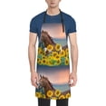 thumbnail image 1 of Vsdgher Horse Sunflowers Waterproof Apron with 2 Pockets Kitchen Chef Aprons Bibs for Grooming Cooking Baking Painting Gardening, 1 of 8