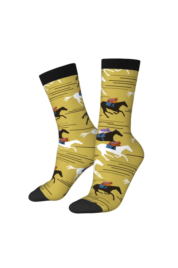 Horsemen In Horseraces Crew Socks for Men & Women, Breathable Casual Athletic Ankle Socks