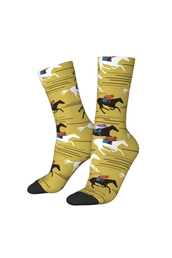 Horsemen In Horseraces Crew Socks for Men & Women, Breathable Casual Athletic Ankle Socks