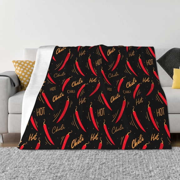 Vsdgher Hot Chili Pattern Fleece Throw Blanket, Horizontal Fleece Bedding Home Decor for Couch & Bed All Season Use -80"x60"