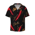 thumbnail image 1 of Vsdgher Hot Chili Print Men's Wrinkle Free Untucked Cuban Shirt Business Casual Button Down Shirts Short Sleeve Shirt, 1 of 1