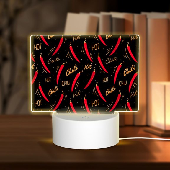 Vsdgher Hot Chili Rectangular Acrylic Night Light Acrylic Sleep Night Light Friend Gifts for Birthday Gifts for Women Teens Boys Girls